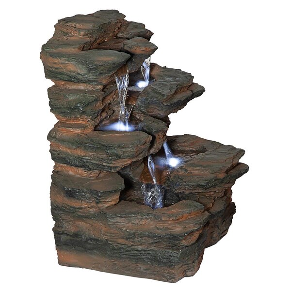 Design Toscano Ramrod Bluffs Cascading Waterfall Illuminated Tabletop Fountain - QN164050