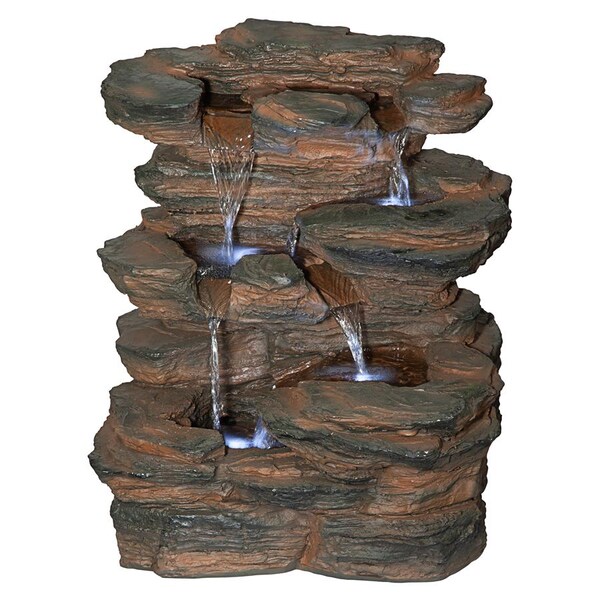 Design Toscano Ramrod Bluffs Cascading Waterfall Illuminated Tabletop Fountain - QN164050