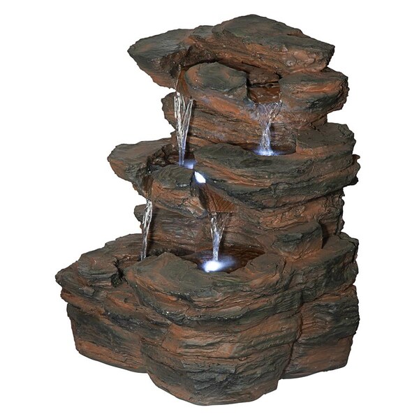 Design Toscano Ramrod Bluffs Cascading Waterfall Illuminated Tabletop Fountain - QN164050