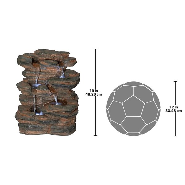 Design Toscano Ramrod Bluffs Cascading Waterfall Illuminated Tabletop Fountain - QN164050