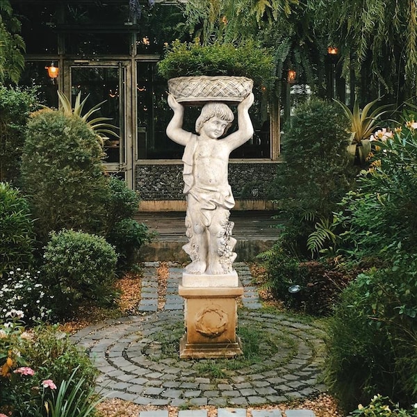 Design Toscano Young Bacchus with Basket Planter Garden Statue: Bacchus Left - NE2101295