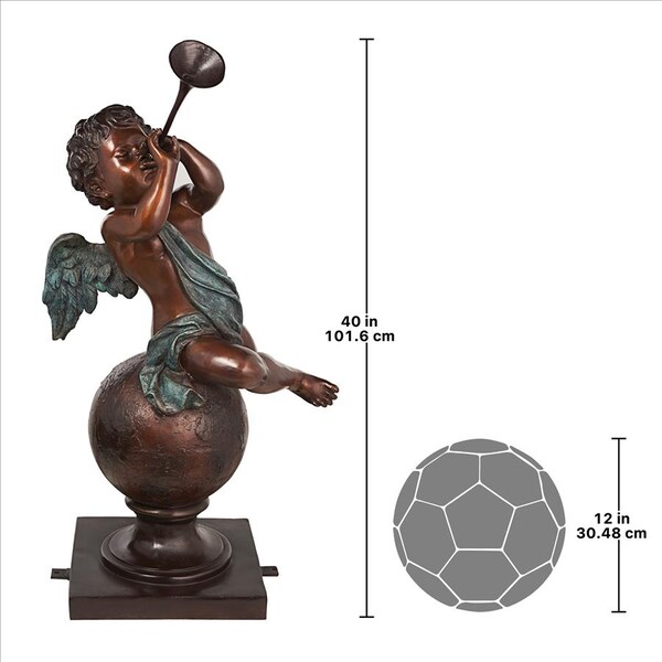 Design Toscano Baby Gabriel Sounding Heaven's Trumpet Cast Bronze Garden Angel Statue - KW47160