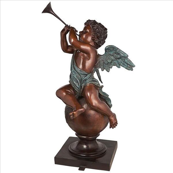 Design Toscano Baby Gabriel Sounding Heaven's Trumpet Cast Bronze Garden Angel Statue - KW47160