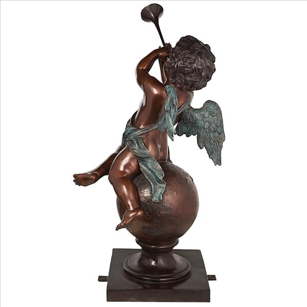 Design Toscano Baby Gabriel Sounding Heaven's Trumpet Cast Bronze Garden Angel Statue - KW47160