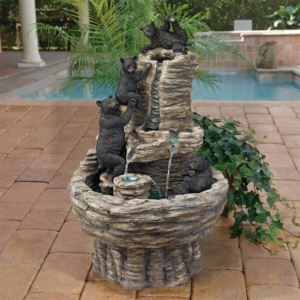 Design Toscano Rocky Mountain Splash Black Bears Garden Fountain - KY1015