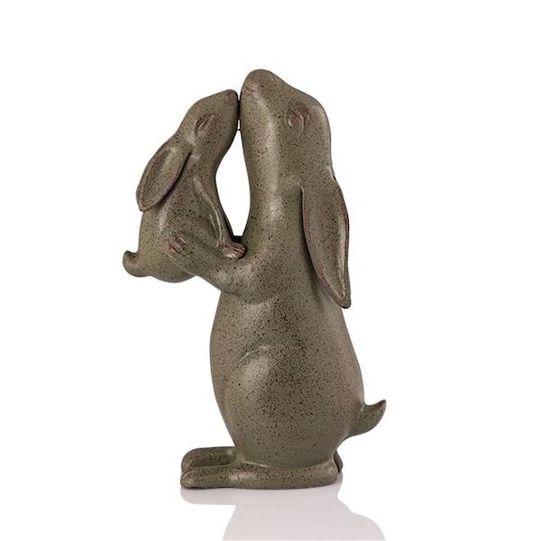 Rickis Rugs 21 x 12 x 6 in. Tender Moment Rabbits Garden Sculpture - RI2486431