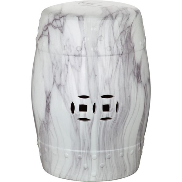 Safavieh 18 x 13 x 13 in. Jade Swirl Garden Stool, White - ACS4551A