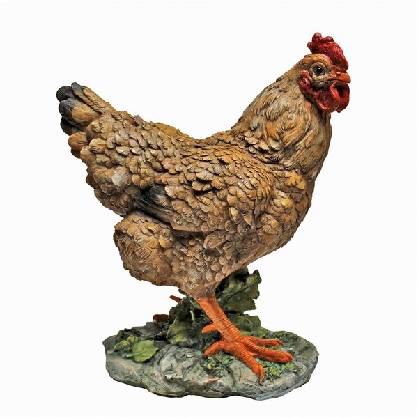 Design Toscano Henrietta the Hen and Cock-A-Doodle-Do Rooster Statues: Hen - QM188651
