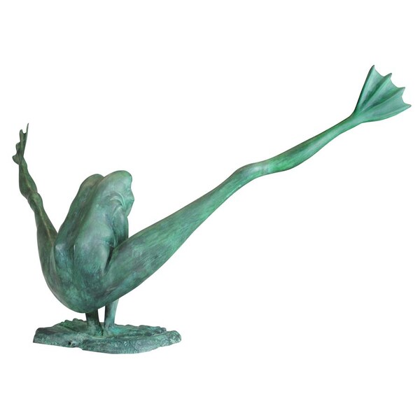 Design Toscano Crazy Legs, Leap Frog Bronze Garden Statue: Giant - PK2295