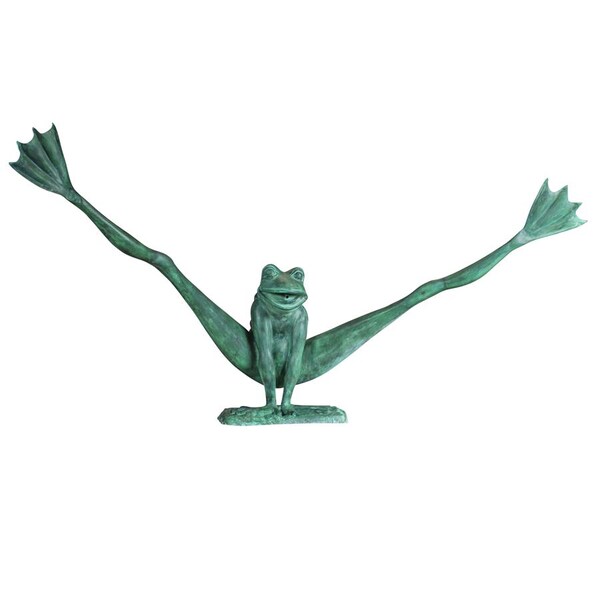 Design Toscano Crazy Legs, Leap Frog Bronze Garden Statue: Giant - PK2295