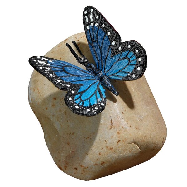 Design Toscano Papilio Ulysses Butterfly on Rock Statue - MP7482