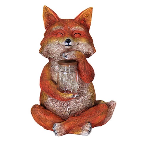Terasu Garden Supplies Solar LED Fox with Jar of Fire Flies Statue - TE2157638