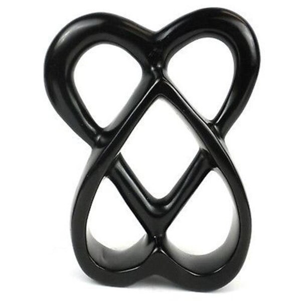 Sleep Ez Handcrafted Soapstone Connected Hearts Sculpture, Black - 8 in. - SL297939