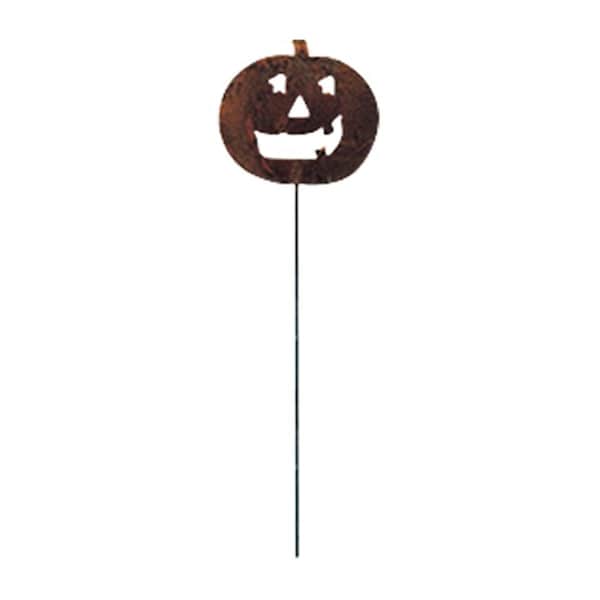 Village Wrought Iron Pumpkin Rusted Garden Stake - RGS-25
