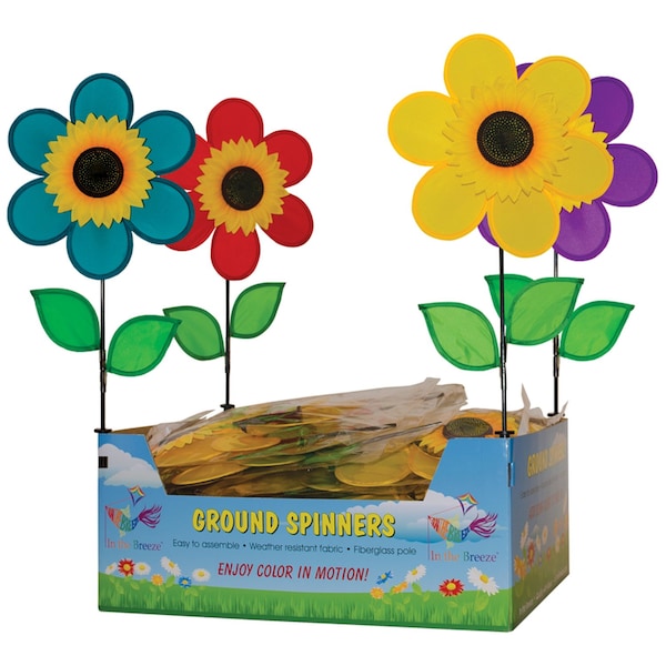 In The Breeze In The Breeze Assorted Nylon 12 in. H Sunflower Garden Stake Spinner - 2751