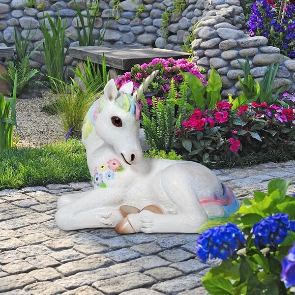 Design Toscano Sparkle the Mystical Magical Resting Unicorn Statue - NE170215
