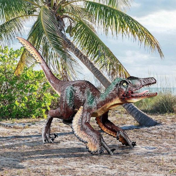 Design Toscano Feathered Velociraptor Jurassic-Sized Dinosaur Statue - NE220079