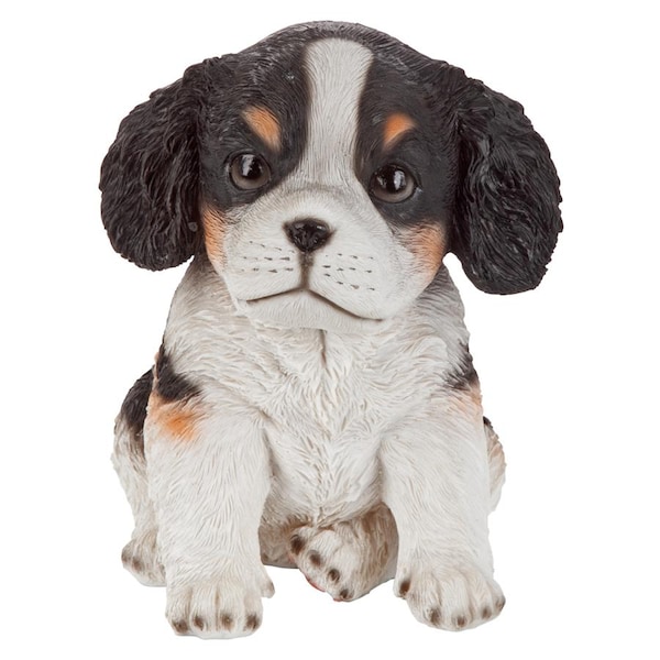 Design Toscano Black & White Cavalier King Charles Puppy Partner Collectible Dog Statue - JQ11206