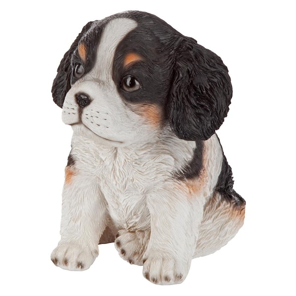 Design Toscano Black & White Cavalier King Charles Puppy Partner Collectible Dog Statue - JQ11206