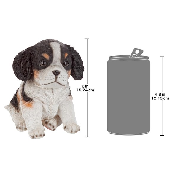 Design Toscano Black & White Cavalier King Charles Puppy Partner Collectible Dog Statue - JQ11206