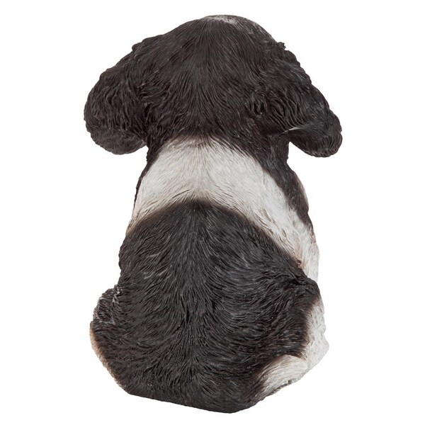 Design Toscano Black & White Cavalier King Charles Puppy Partner Collectible Dog Statue - JQ11206