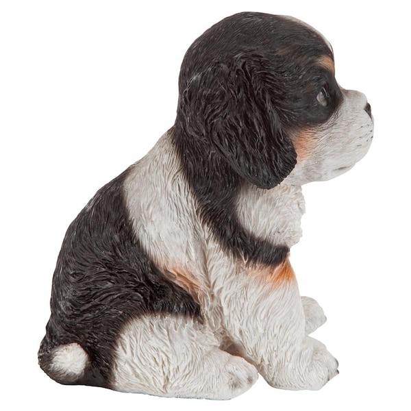Design Toscano Black & White Cavalier King Charles Puppy Partner Collectible Dog Statue - JQ11206