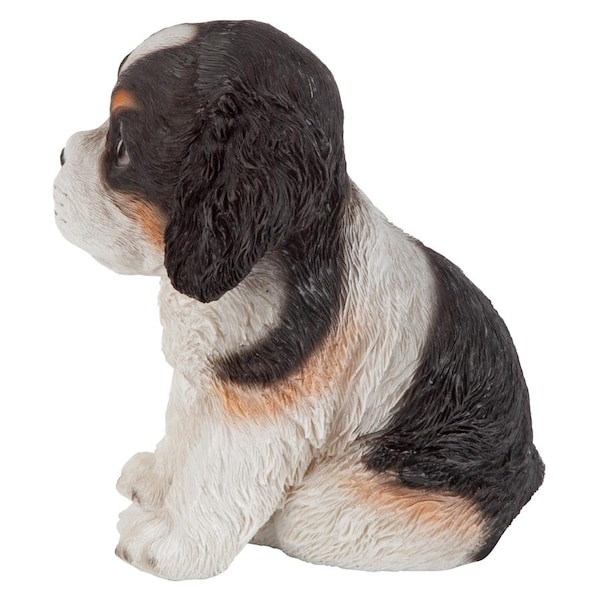 Design Toscano Black & White Cavalier King Charles Puppy Partner Collectible Dog Statue - JQ11206