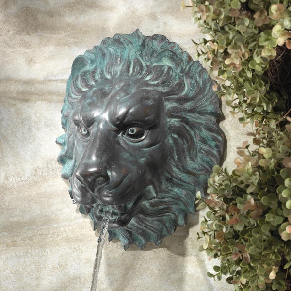 Design Toscano Florentine Lion Head Spouting Bronze Garden Wall Sculpture - MP61038