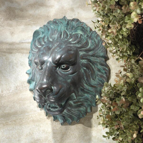 Design Toscano Florentine Lion Head Spouting Bronze Garden Wall Sculpture - MP61038