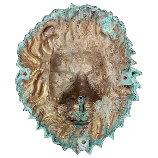 Design Toscano Florentine Lion Head Spouting Bronze Garden Wall Sculpture - MP61038