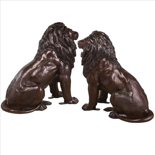 Design Toscano Sentinel Lion Cast Bronze Garden Statue: Set of Two - DK92505
