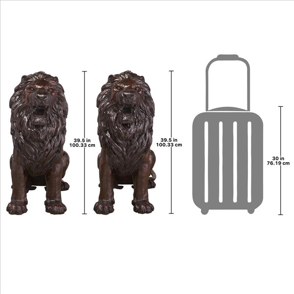 Design Toscano Sentinel Lion Cast Bronze Garden Statue: Set of Two - DK92505