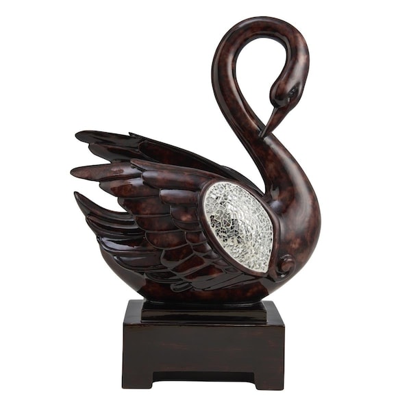 Homeroots 17 in. Dove Figurine Sculpture, Marbleized Cherry Brown - 468284