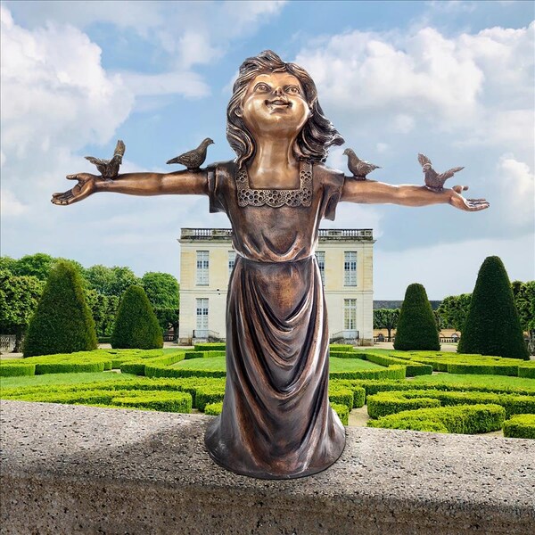 Design Toscano Basking in Gods Glory, Little Girl Cast Bronze Garden Statue - SU20192