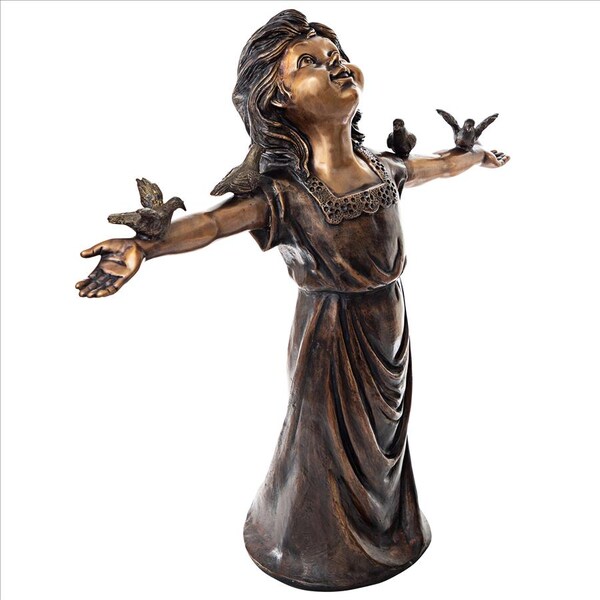Design Toscano Basking in Gods Glory, Little Girl Cast Bronze Garden Statue - SU20192