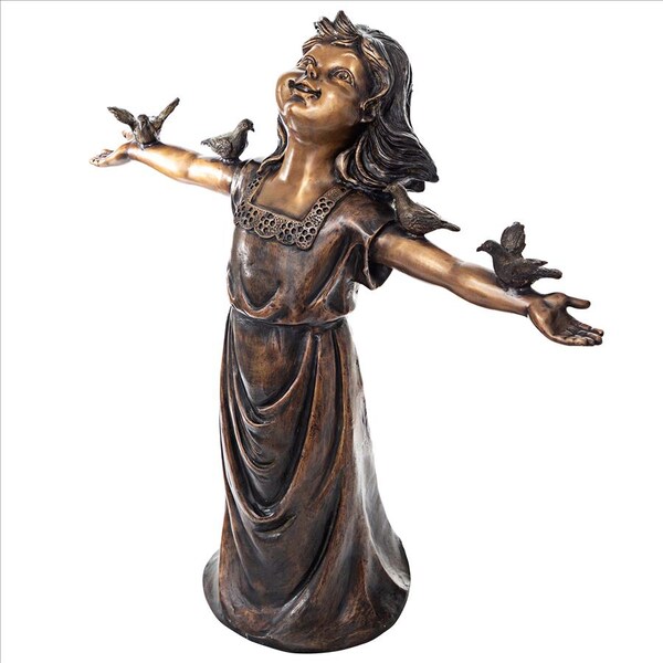 Design Toscano Basking in Gods Glory, Little Girl Cast Bronze Garden Statue - SU20192