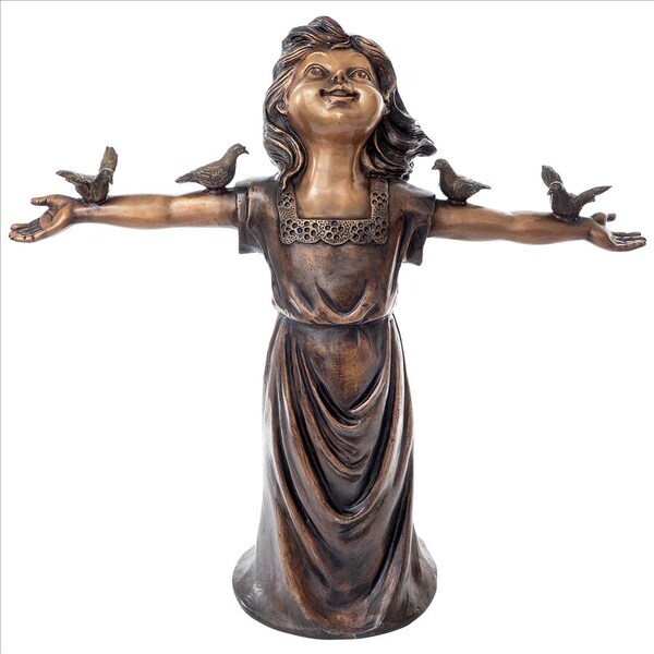 Design Toscano Basking in Gods Glory, Little Girl Cast Bronze Garden Statue - SU20192