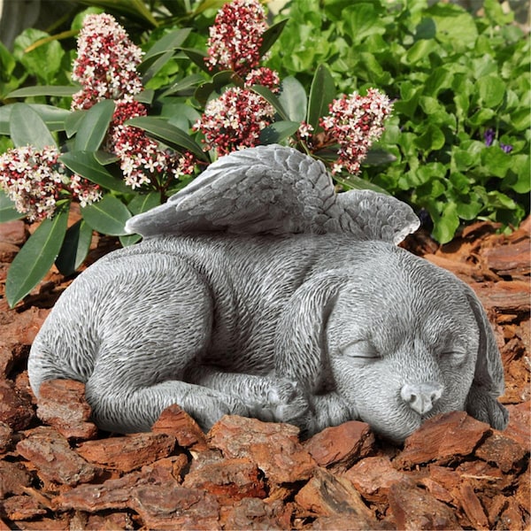 Standalone Pet Memorial Statue-Sleeping Angel Dog Remembrance Keepsake Sculpture - ST2008709