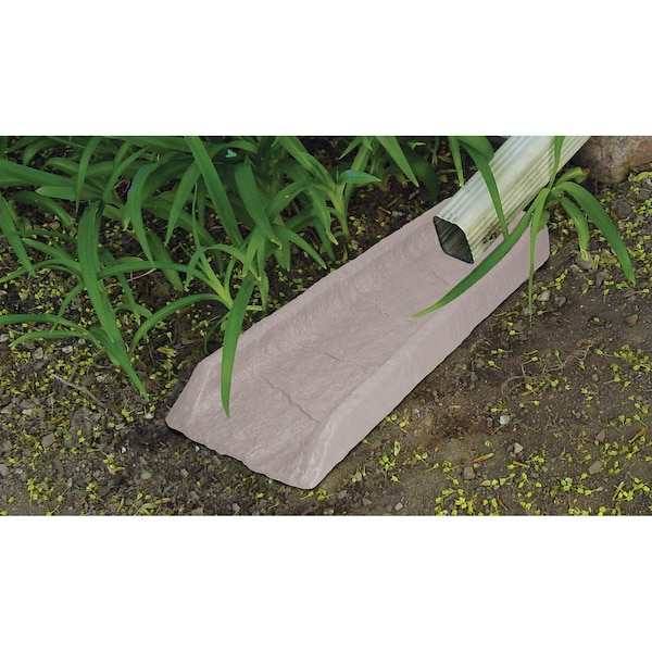 Emsco Group 24in Decorative Downspout Rain Splash Block with Natural Stone Texture, Granite - 2101-1