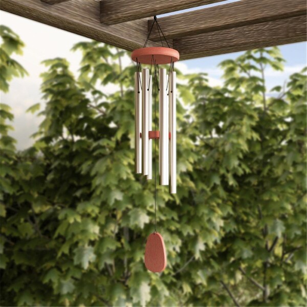 Pure Garden Metal & Wood Wind Chime-28 in. Tuned Metal Wind Chimes with Silver Finish - 50-LG1048
