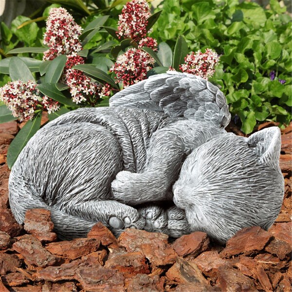 Pure Garden Pet Memorial Statue-Sleeping Angel Cat Remembrance Keepsake Sculpture - 50-LG1101