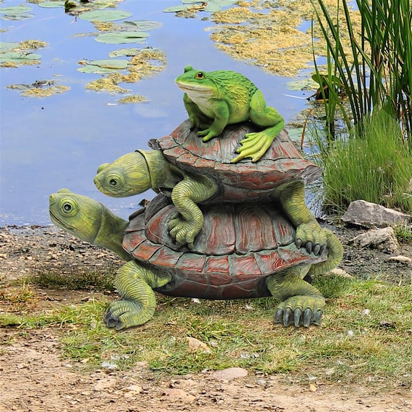 Design Toscano In Good Company, Frog and Turtles Statue - QM221531