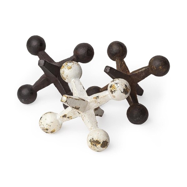 Homeroots 7 x 7 x 8 in. Iron White Jack Sculptures - 392418