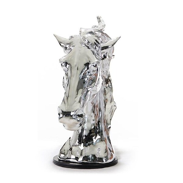 Homeroots Modern Head Sculpture - Silver Horse - 284045