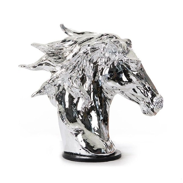 Homeroots Modern Head Sculpture - Silver Horse - 284045