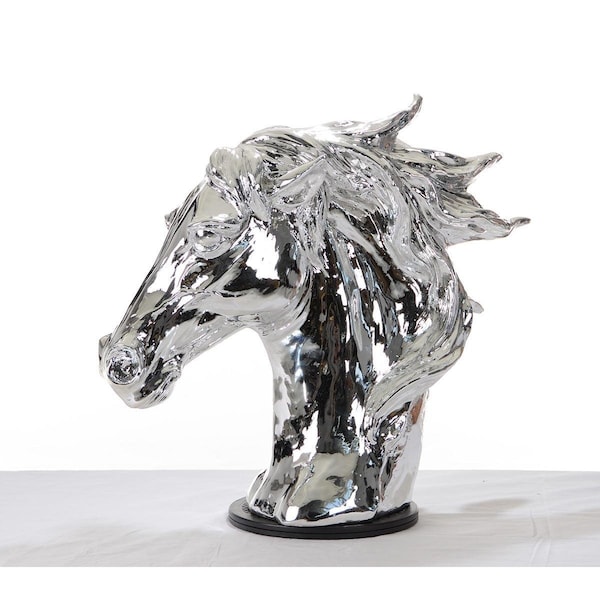 Homeroots Modern Head Sculpture - Silver Horse - 284045
