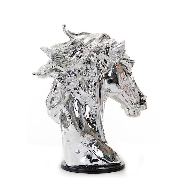 Homeroots Modern Head Sculpture - Silver Horse - 284045
