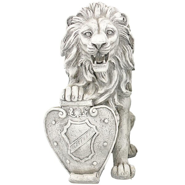 Design Toscano Roaring Beasts of Castello di Rocca Lion Sentinel Statue: Right Paw Up - LY372882