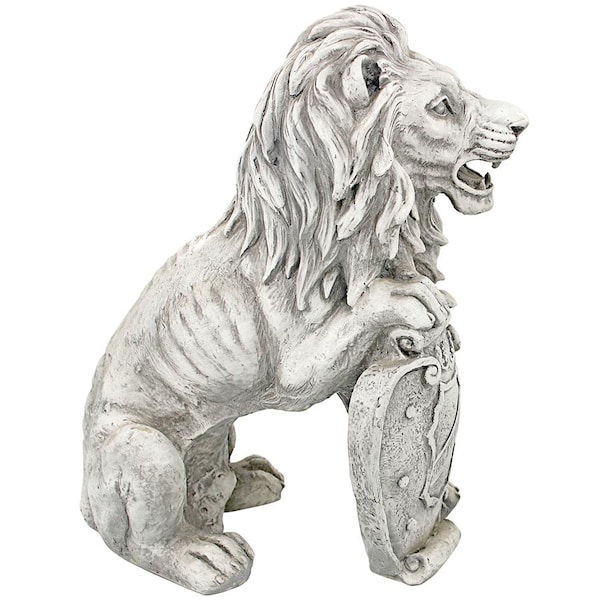 Design Toscano Roaring Beasts of Castello di Rocca Lion Sentinel Statue: Right Paw Up - LY372882