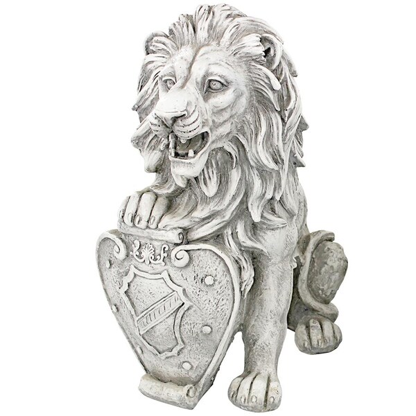 Design Toscano Roaring Beasts of Castello di Rocca Lion Sentinel Statue: Right Paw Up - LY372882